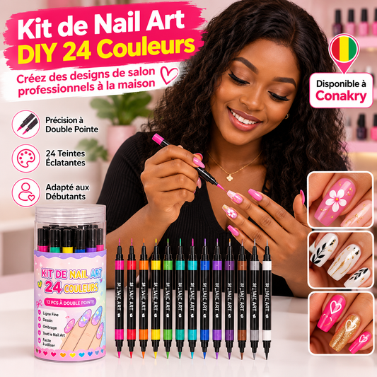 Ensemble de stylos de nail art double embout en 24 couleurs