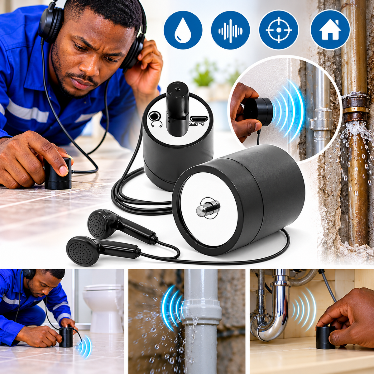 Détecteur de Fuite d'Eau Professionnel avec Casque